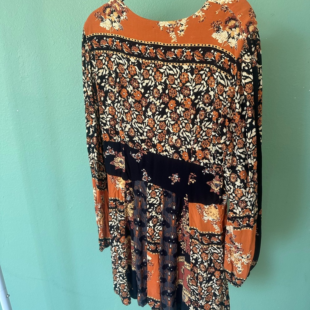 Free People Black and Rust Floral Mini Dress - Picture 4 of 7